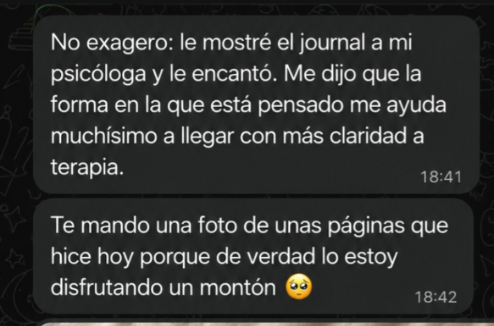 Mensaje real de una lectora sobre el journal (5)