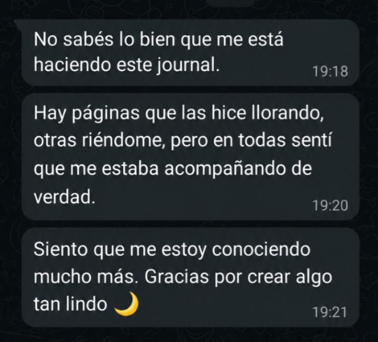 Mensaje real de una lectora sobre el journal (3)