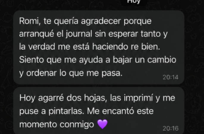 Mensaje real de una lectora sobre el journal (2)